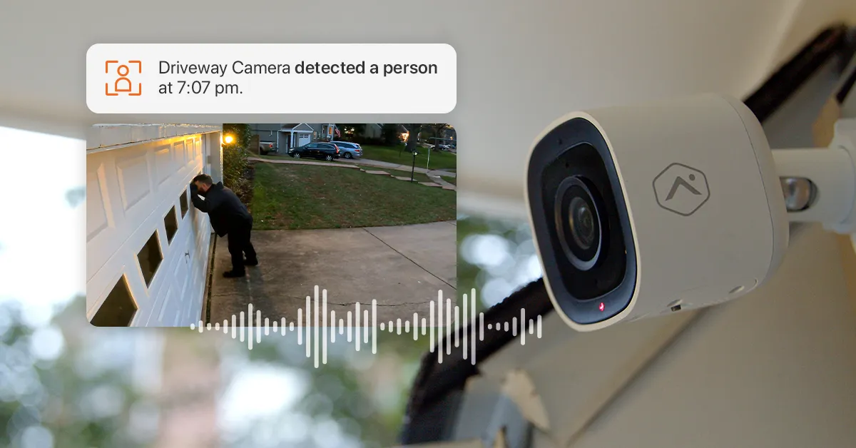 Video camera watching driveway finding someone peeping in window